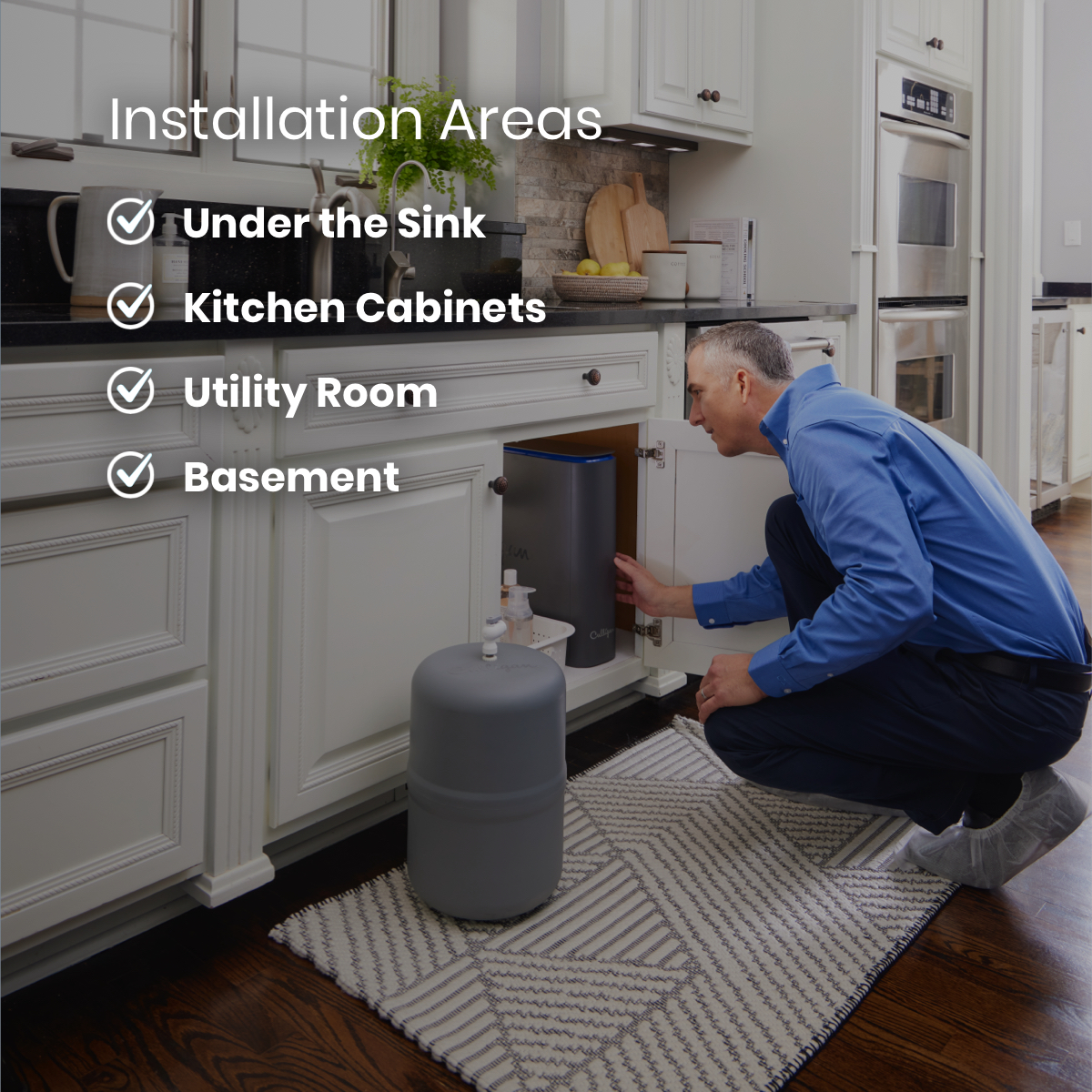 Culligan employee installing filtration system