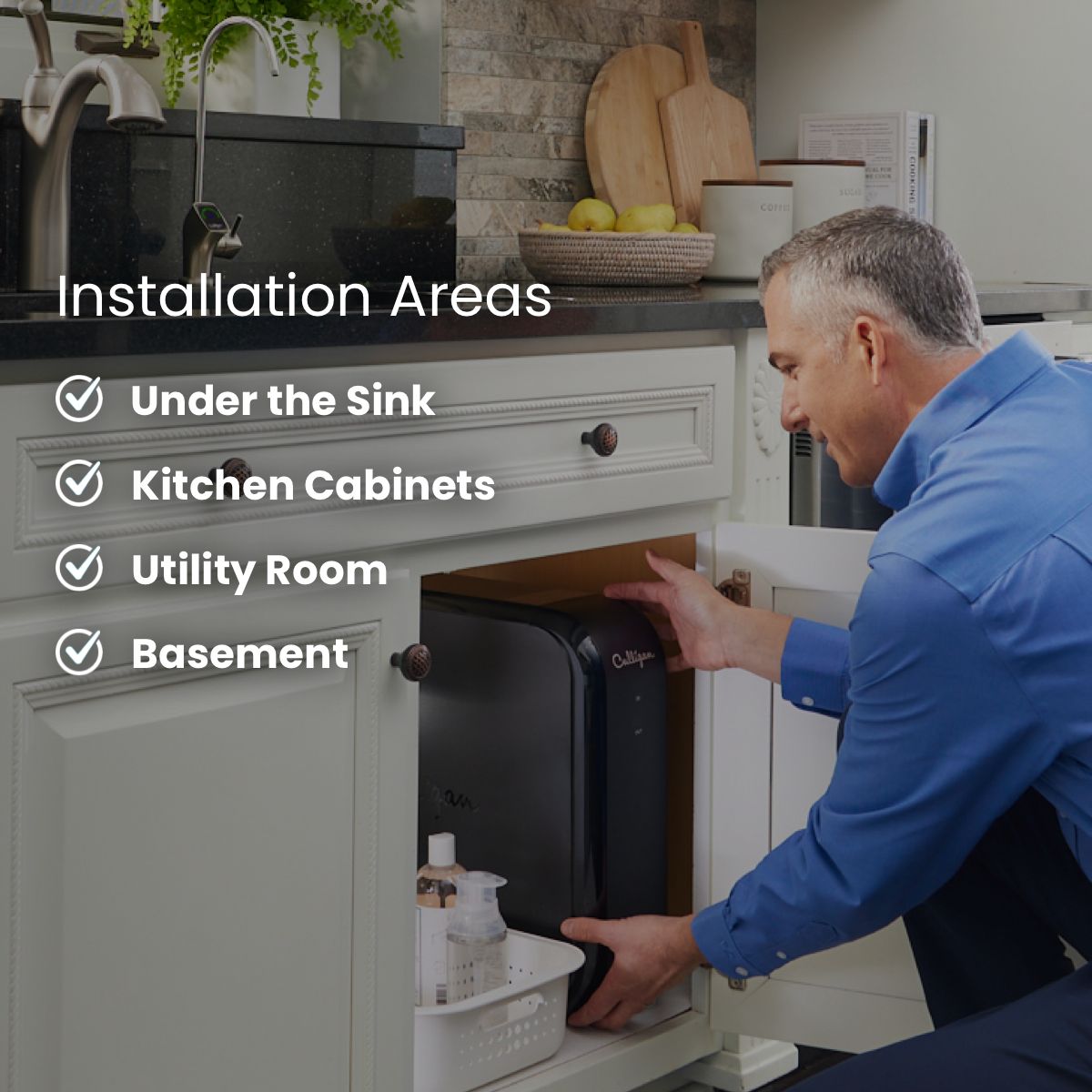 Culligan employee installing water softener